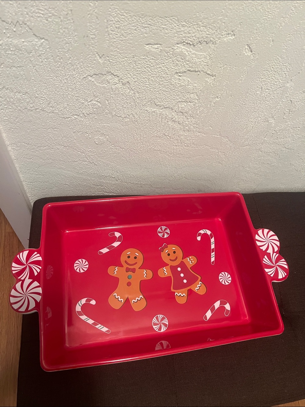 #2320*”9x13”Festive Red Gingerbread Serving Tray